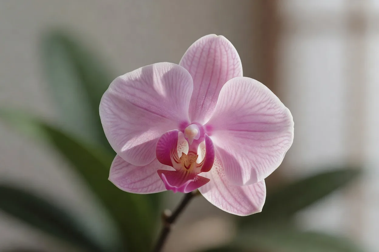 ピンクの胡蝶蘭の花のクローズアップ